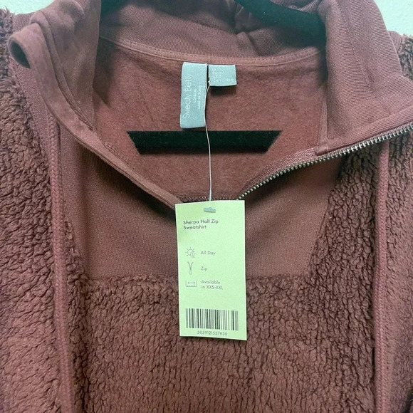 NWT Sweaty Betty Sherpa Half Zip Sweatshirt - Faux Sherling Plush Textured - Picture 4 of 7